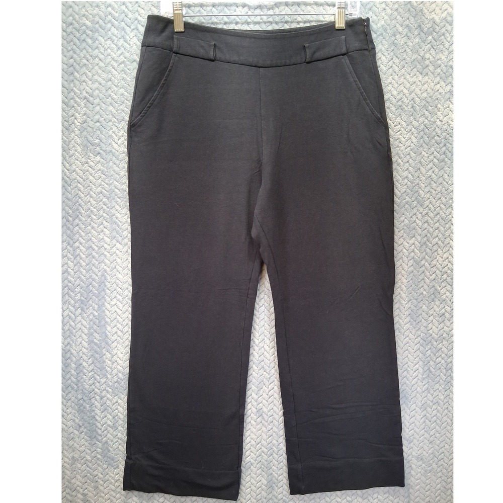 Cabi 5177 Black Modal Cotton Stretch Wide Leg Crop Pants Side Zip Womens 8